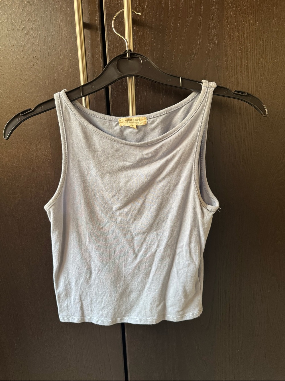 Heart & Hips Pale Blue Ribbed Tank Top • S